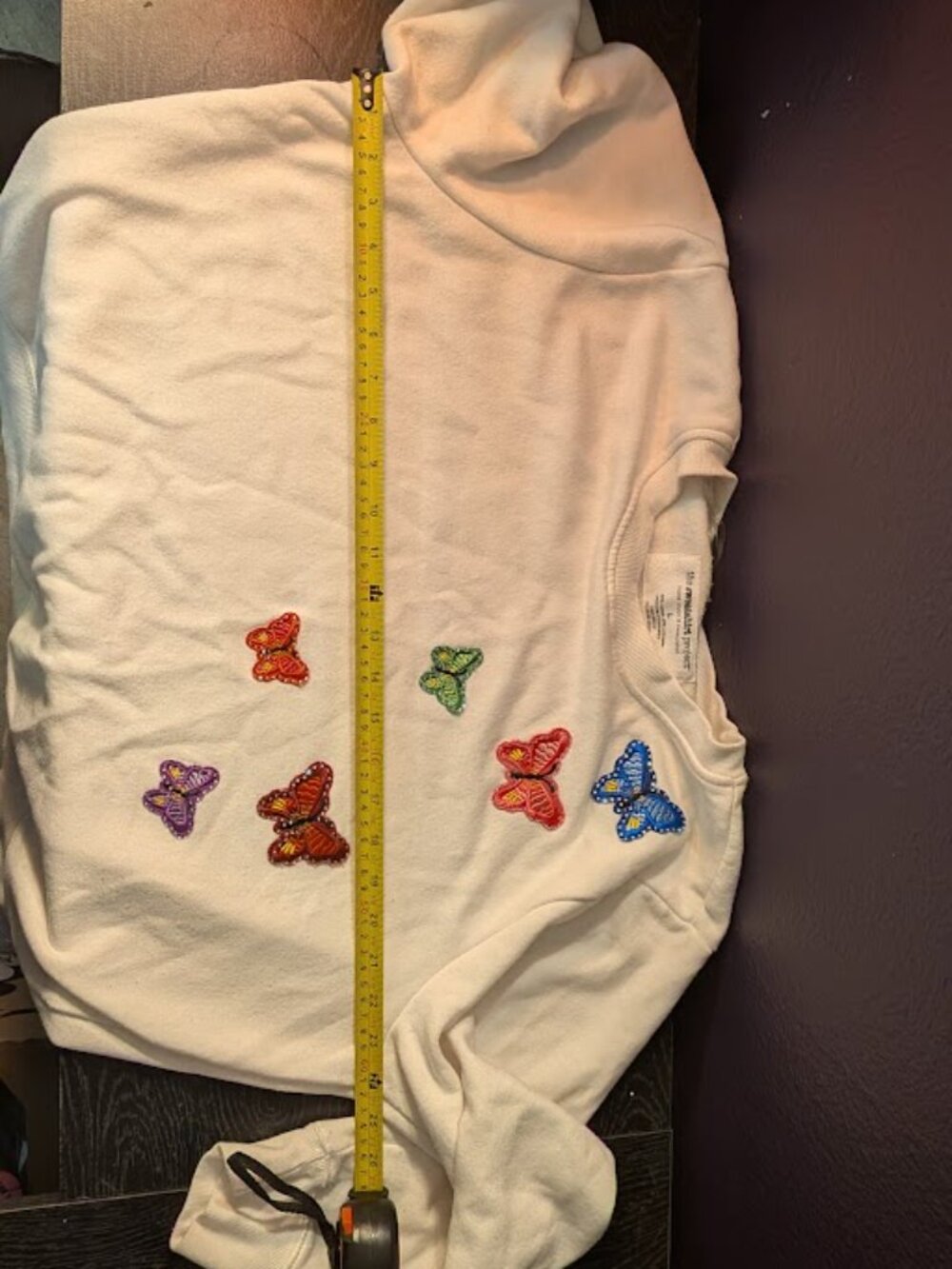 White Butterfly Embroidered Crewneck Sweater - Picture 9 of 16